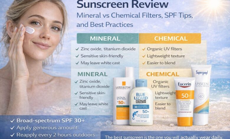 Sunscreen Review: Mineral vs Chemical, SPF Tips