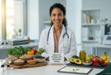 Dr. Sophia showcasing a healthy foods list with vegetables, fruits, and lean proteins for a structured diet plan in 2026.